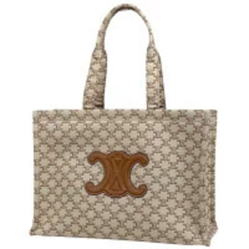 Celine Cabas Thais Tote Bag Shoulder Triomphe Canvas Beige Brown